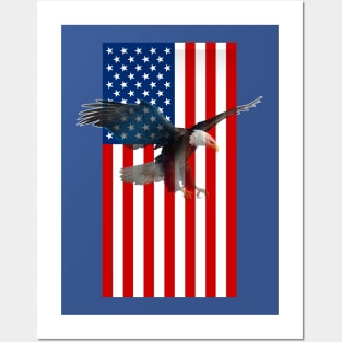 American Flag with Bald Eagle Posters and Art
